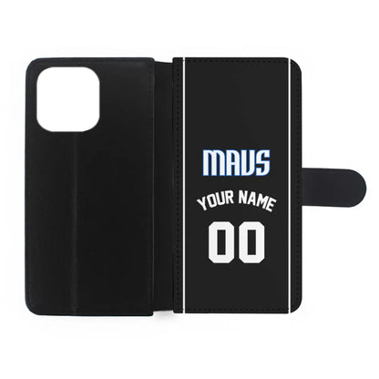 Custom Jersey Dallas Mavericks NBA Phone Case-Black-Flip Wallet Case-Xtracase