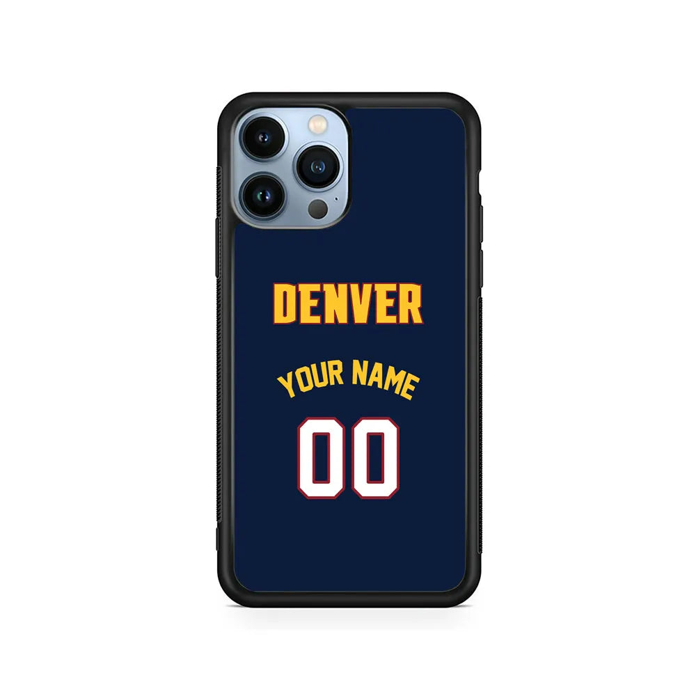 Custom Jersey Denver Nuggets NBA Phone Case-Black-Rubber / Black (2D Case)-Xtracase