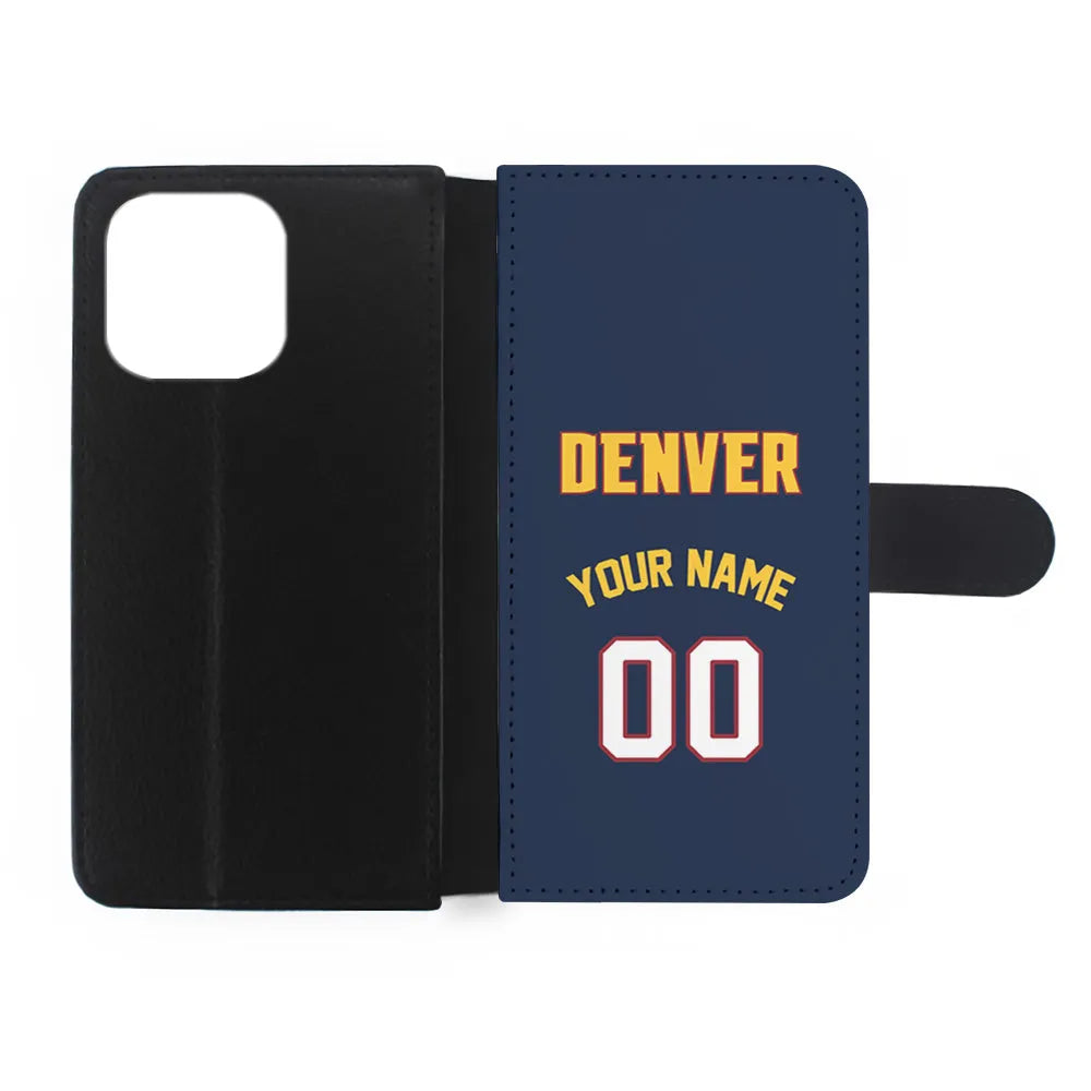 Custom Jersey Denver Nuggets NBA Phone Case-Black-Flip Wallet Case-Xtracase