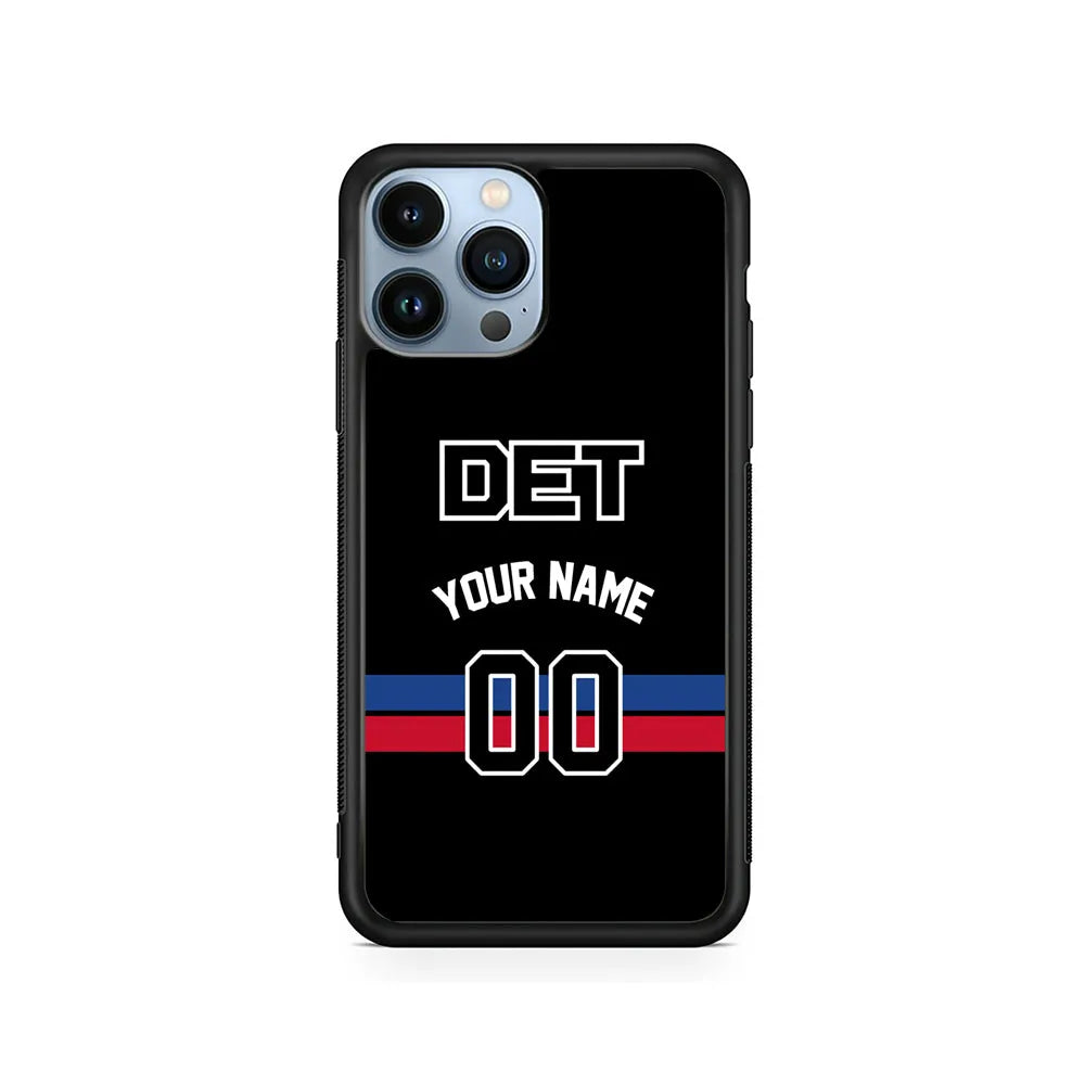 Custom Jersey Detroit Pistons NBA Phone Case-Black-Rubber / Black (2D Case)-Xtracase