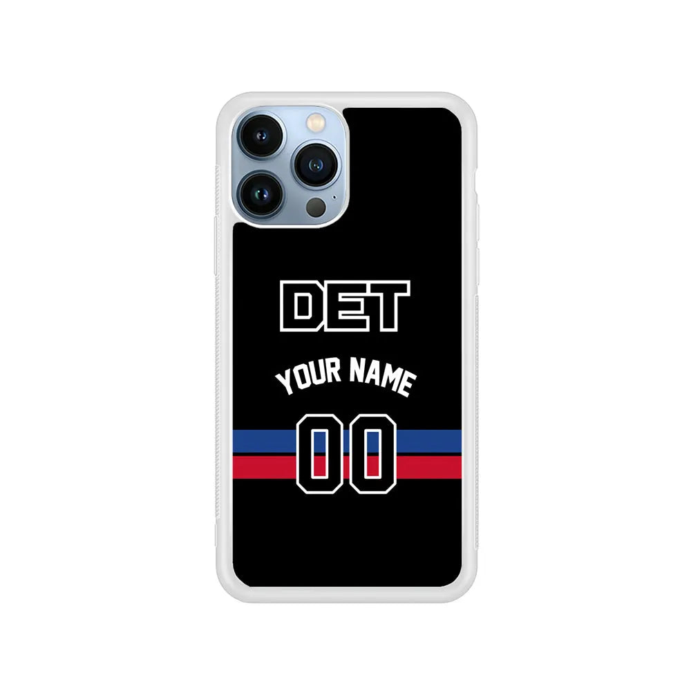 Custom Jersey Detroit Pistons NBA Phone Case-Black-Rubber / White (2D Case)-Xtracase