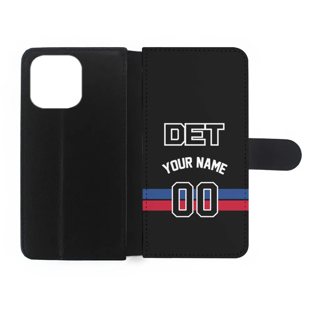 Custom Jersey Detroit Pistons NBA Phone Case-Black-Flip Wallet Case-Xtracase