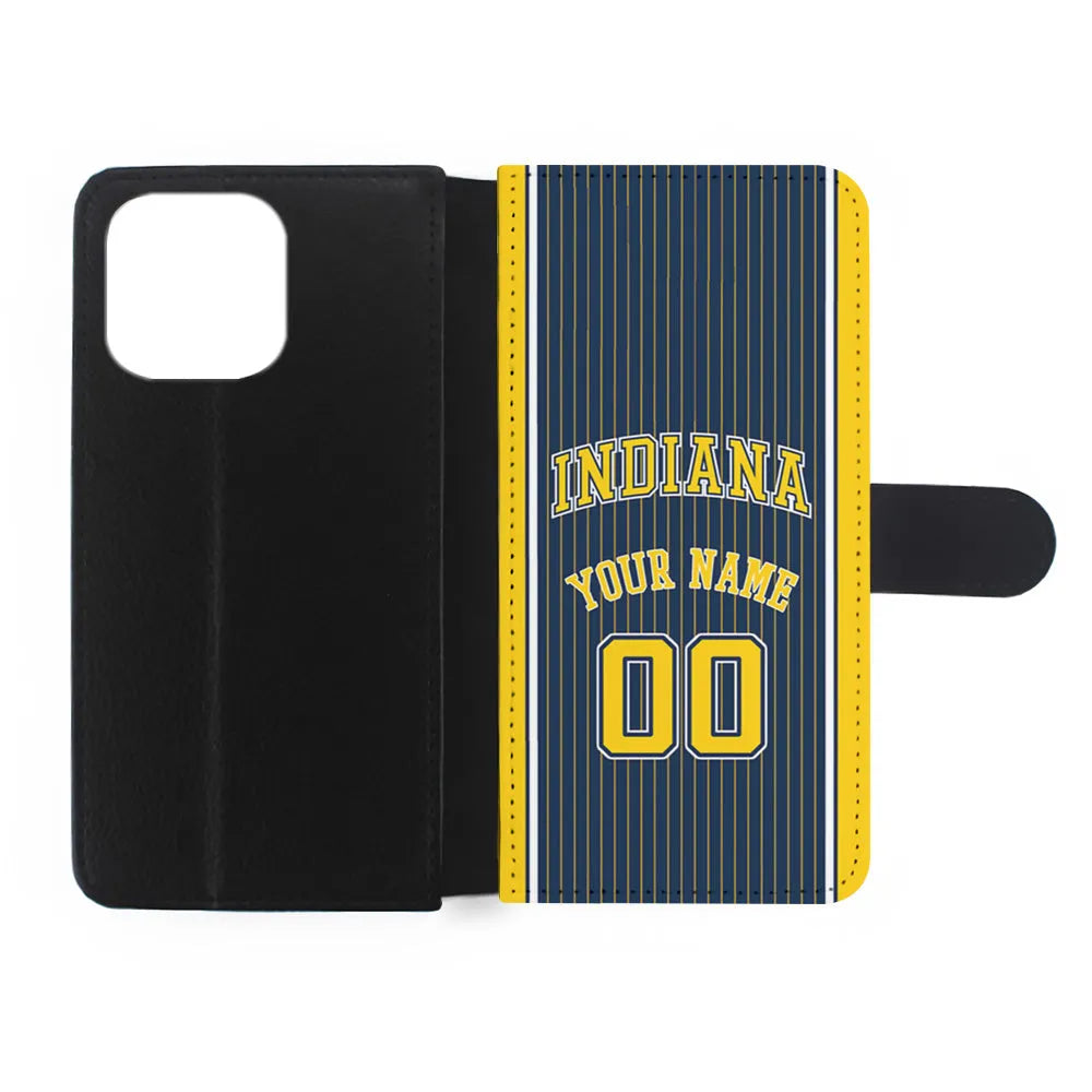 Custom Jersey Indiana Pacers NBA Phone Case-Navy-Flip Wallet Case-Xtracase