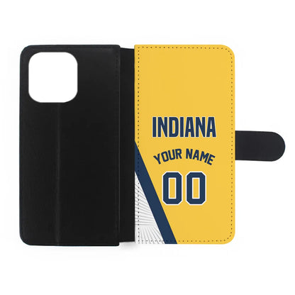 Custom Jersey Indiana Pacers NBA Phone Case-Yellow-Flip Wallet Case-Xtracase