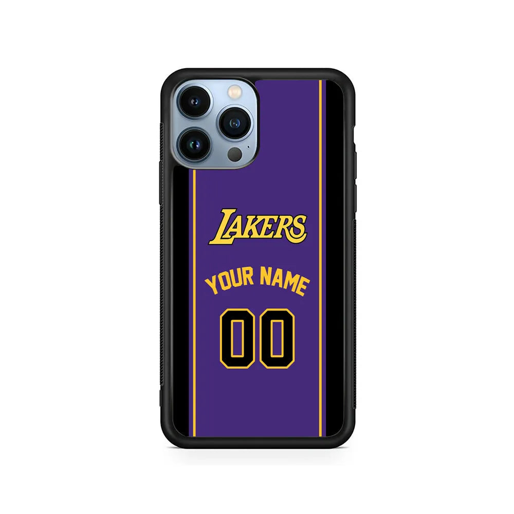 Custom Jersey Los Angeles Lakers NBA Phone Case-Purple-Rubber / Black (2D Case)-Xtracase