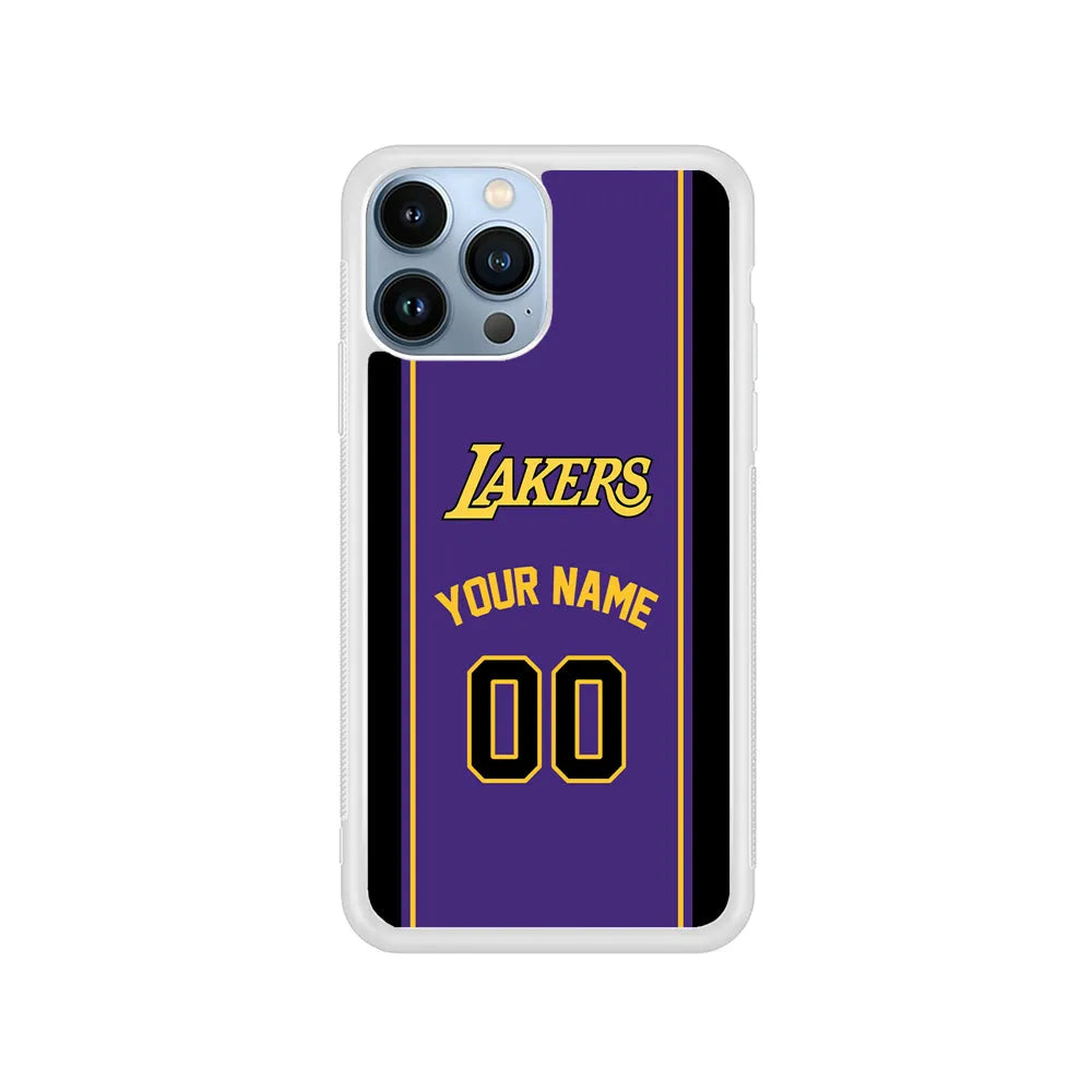 Custom Jersey Los Angeles Lakers NBA Phone Case-Purple-Rubber / White (2D Case)-Xtracase