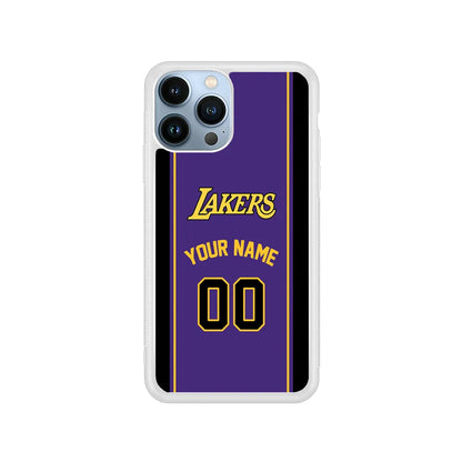 Custom Jersey Los Angeles Lakers NBA Phone Case-Purple-Rubber / White (2D Case)-Xtracase
