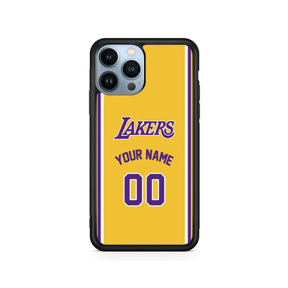 Custom Jersey Los Angeles Lakers NBA Phone Case-Yellow-Rubber / Black (2D Case)-Xtracase