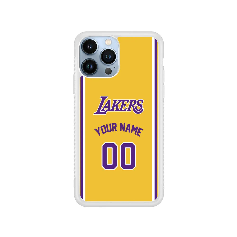 Custom Jersey Los Angeles Lakers NBA Phone Case-Yellow-Rubber / White (2D Case)-Xtracase