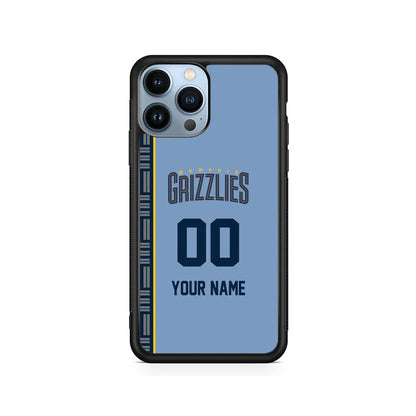 Custom Jersey Memphis Grizzlies NBA Phone Case-Blue-Rubber / Black (2D Case)-Xtracase