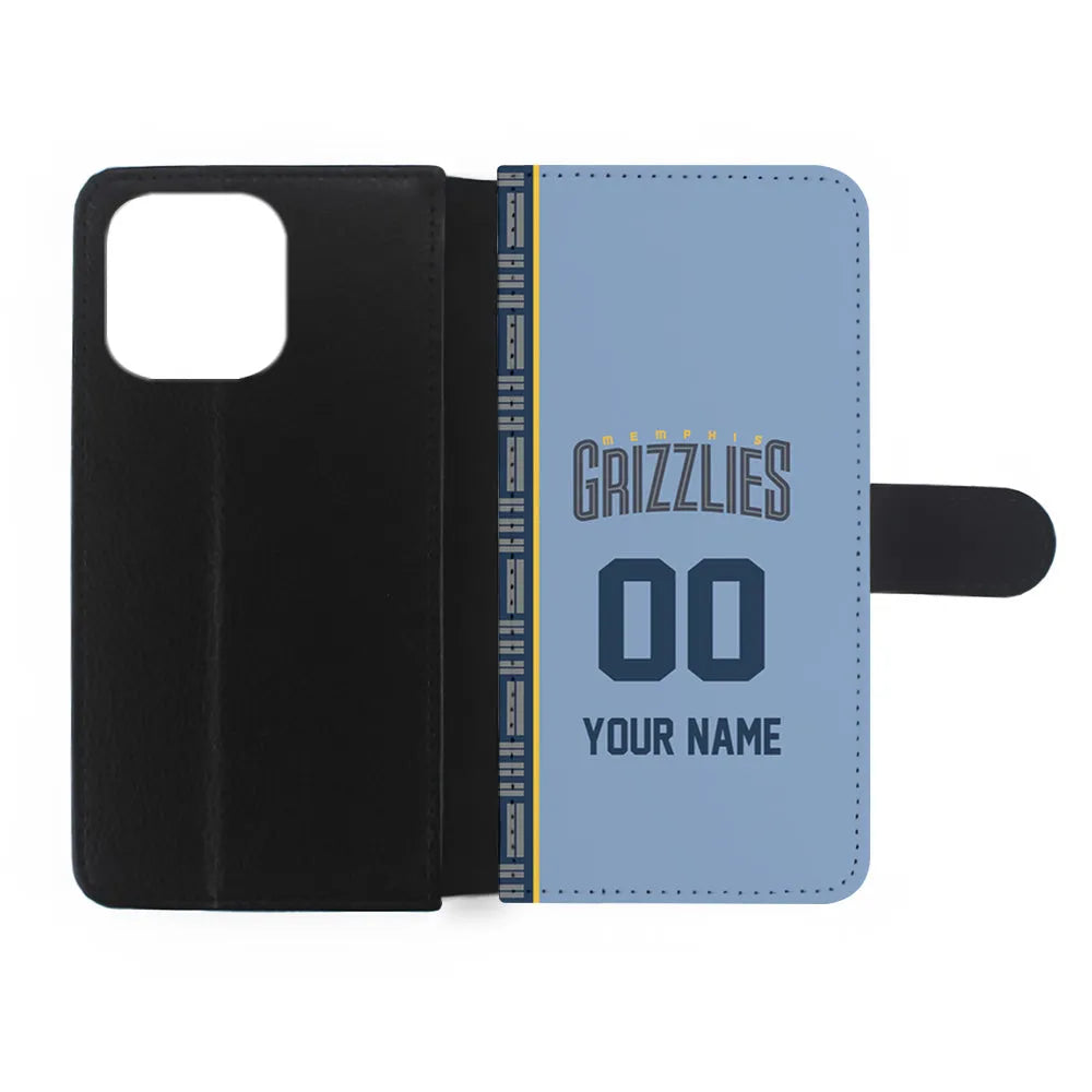 Custom Jersey Memphis Grizzlies NBA Phone Case-Blue-Flip Wallet Case-Xtracase