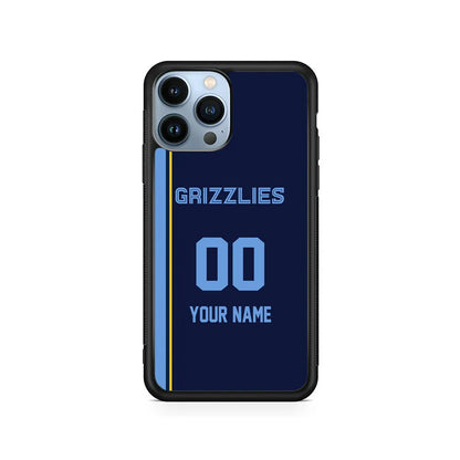 Custom Jersey Memphis Grizzlies NBA Phone Case-Navy-Rubber / Black (2D Case)-Xtracase