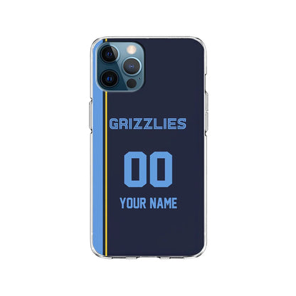 Custom Jersey Memphis Grizzlies NBA Phone Case-Navy-Clear Soft Case-Xtracase