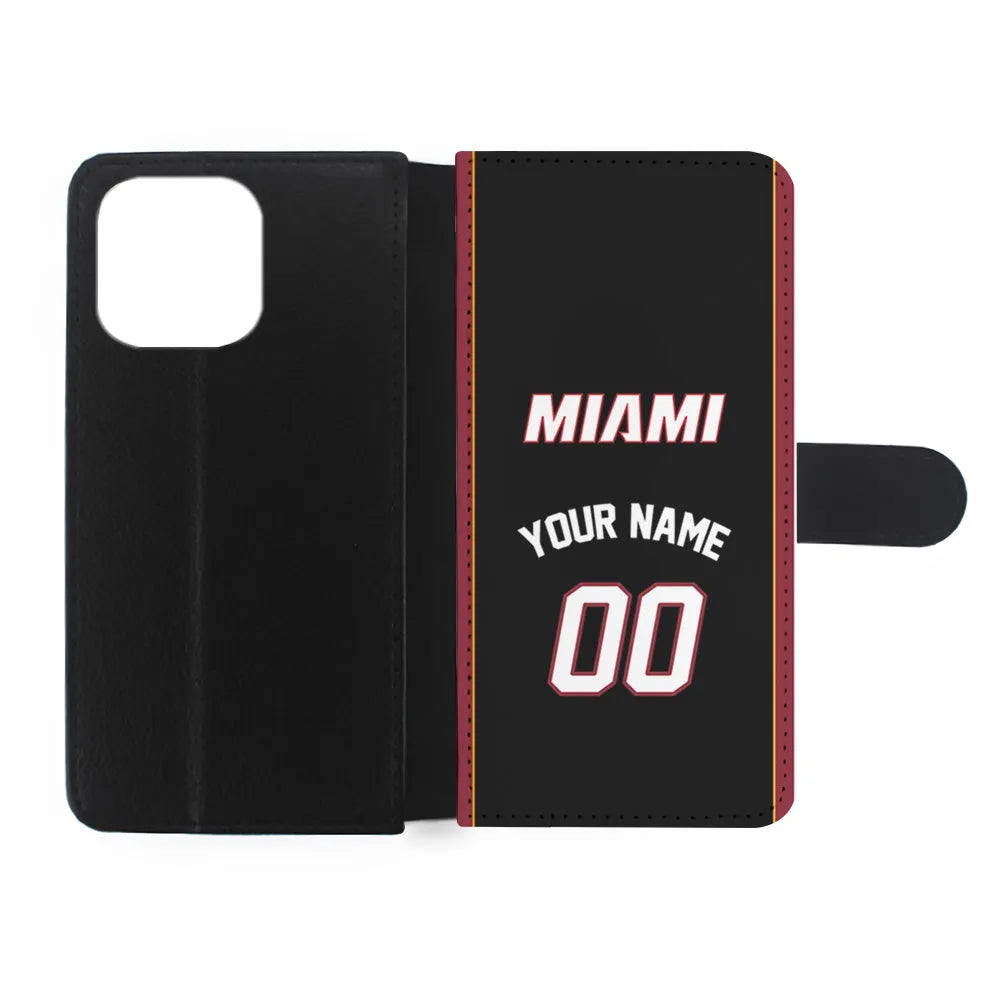 Custom Jersey Miami Heat NBA Phone Case-Black-Flip Wallet Case-Xtracase