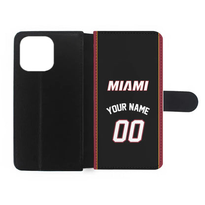 Custom Jersey Miami Heat NBA Phone Case-Black-Flip Wallet Case-Xtracase