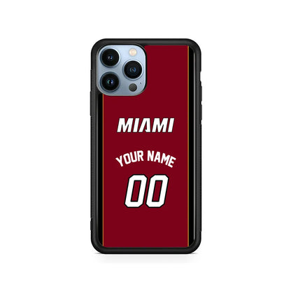Custom Jersey Miami Heat NBA Phone Case-Red-Rubber / Black (2D Case)-Xtracase