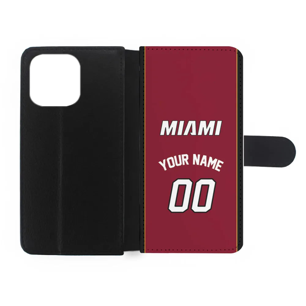 Custom Jersey Miami Heat NBA Phone Case-Red-Flip Wallet Case-Xtracase