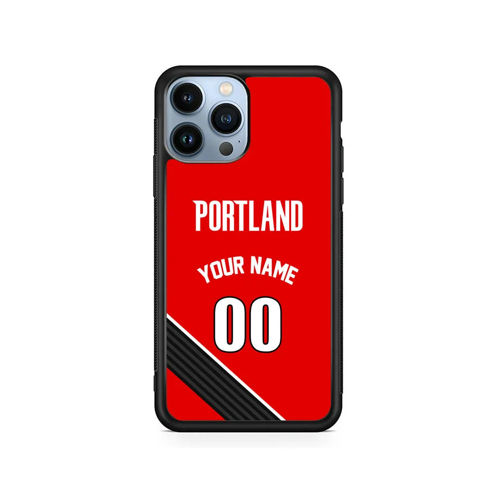 Custom Jersey Portland Trail Blazers NBA Phone Case-Red-Rubber / Black (2D Case)-Xtracase
