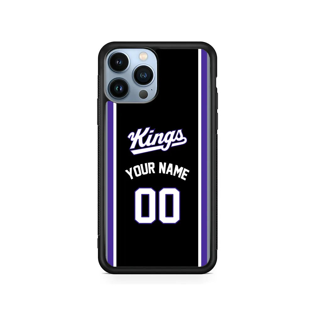 Custom Jersey Sacramento Kings NBA Phone Case-Black-Rubber / Black (2D Case)-Xtracase