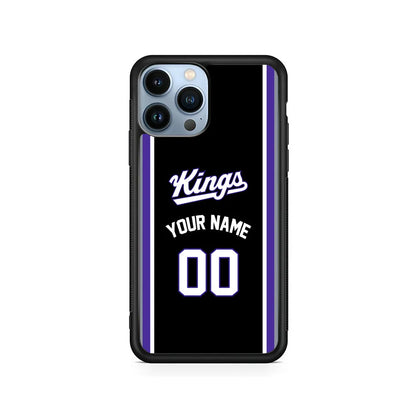 Custom Jersey Sacramento Kings NBA Phone Case-Black-Rubber / Black (2D Case)-Xtracase