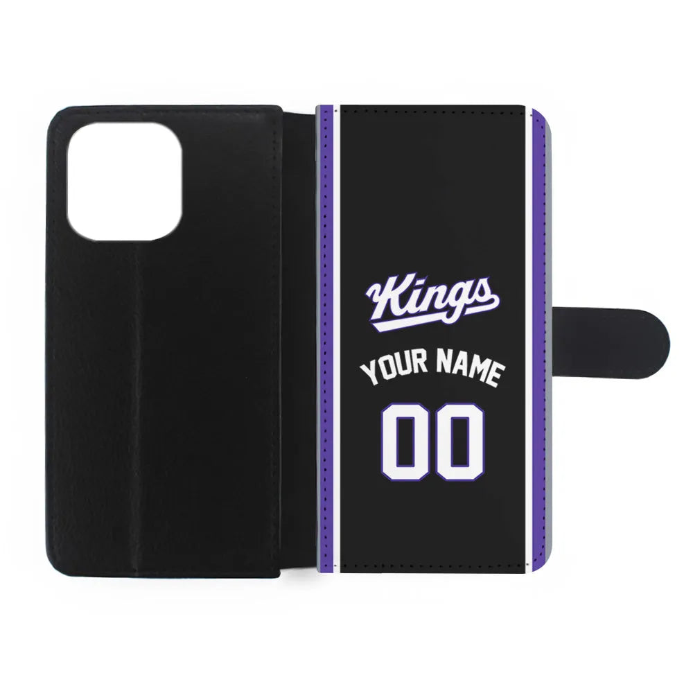 Custom Jersey Sacramento Kings NBA Phone Case-Black-Flip Wallet Case-Xtracase