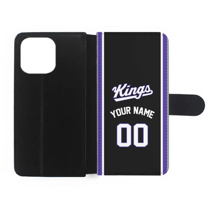 Custom Jersey Sacramento Kings NBA Phone Case-Black-Flip Wallet Case-Xtracase