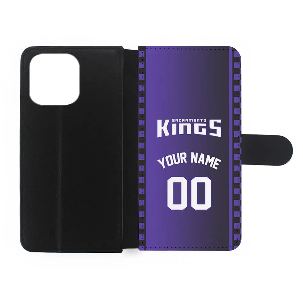 Custom Jersey Sacramento Kings NBA Phone Case-Purple-Flip Wallet Case-Xtracase
