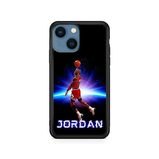 Jordan Slam Dunk Galaxy iPhone 13 Mini Case-Rubber / Black (2D Case)-Xtracase