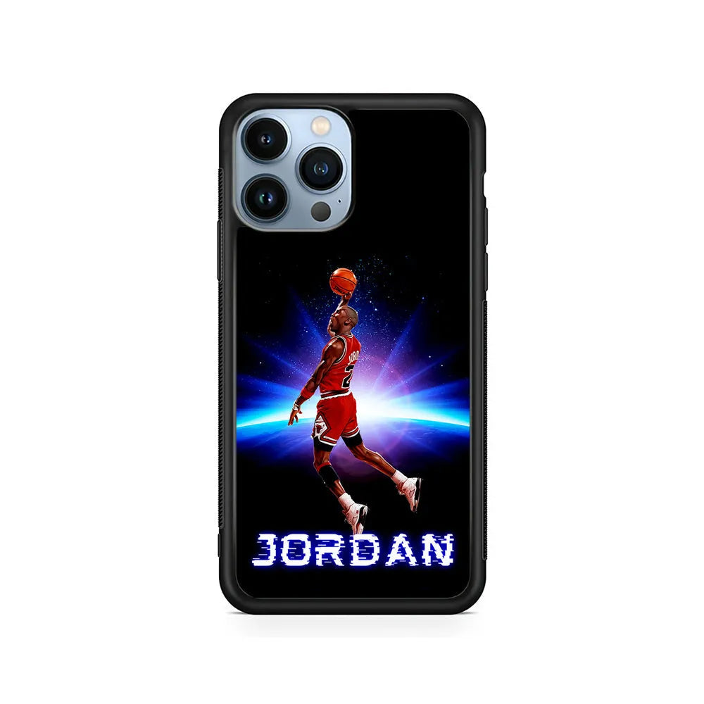 Jordan Slam Dunk Galaxy iPhone 13 Pro Case-Rubber / Black (2D Case)-Xtracase