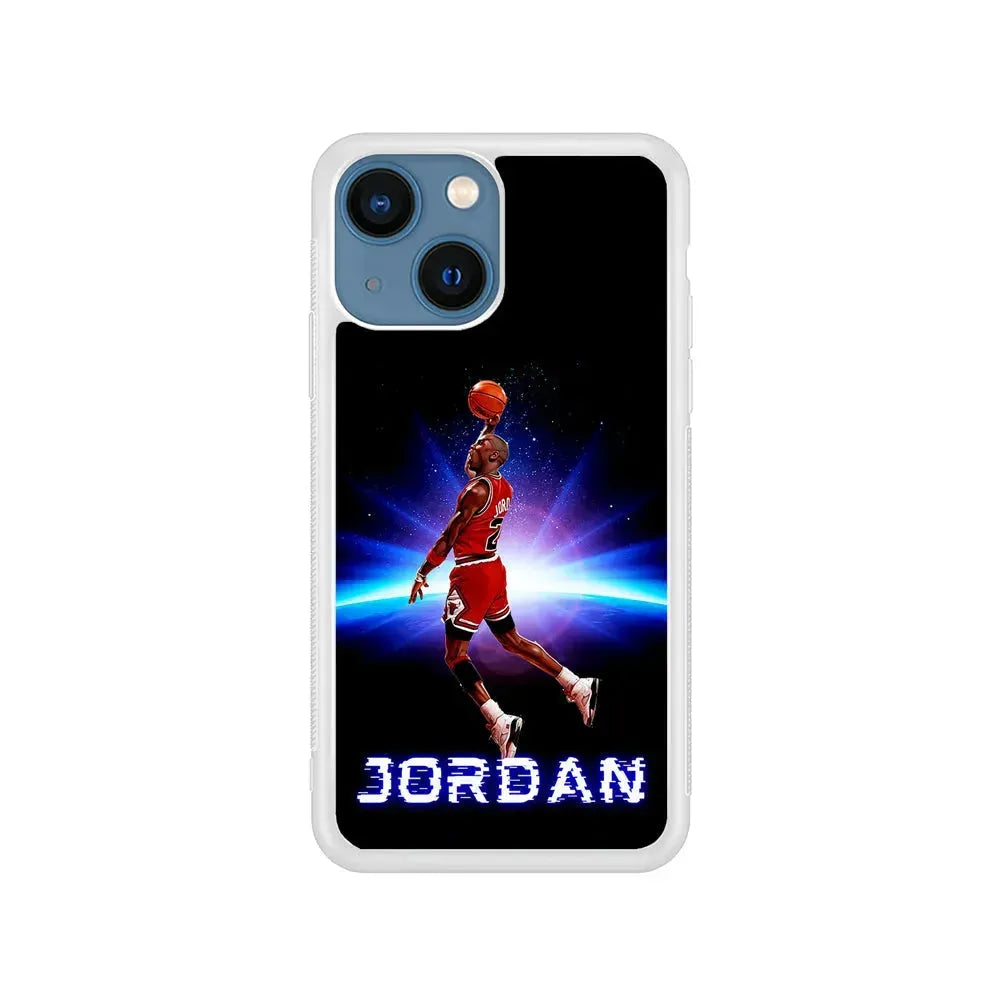 Jordan Slam Dunk Galaxy iPhone 13 Mini Case-Rubber / White (2D Case)-Xtracase