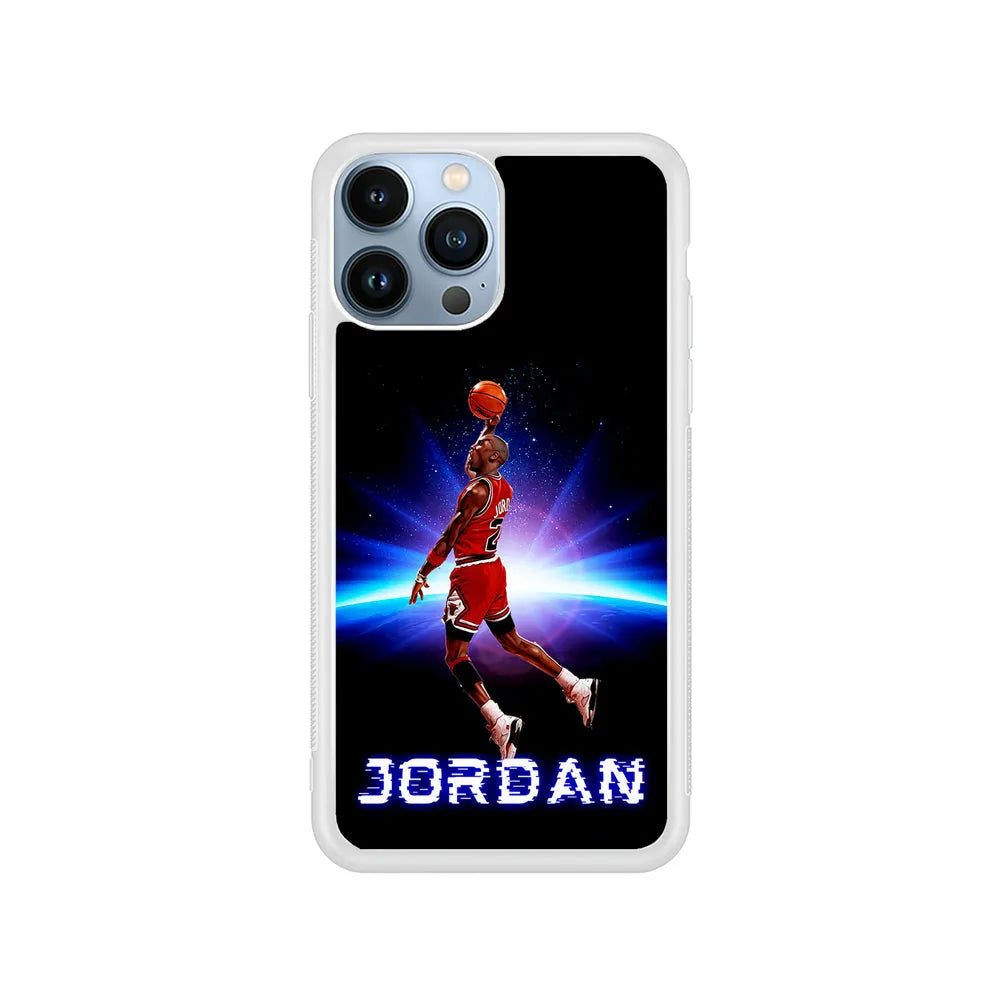 Jordan Slam Dunk Galaxy iPhone 13 Pro Max Case-Rubber / White (2D Case)-Xtracase