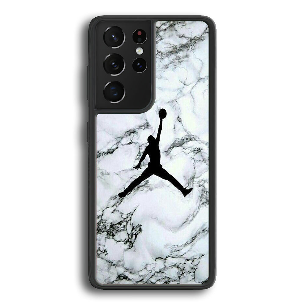 Jordan White Marble Logo Samsung Galaxy S21 Ultra Case-Xtracase