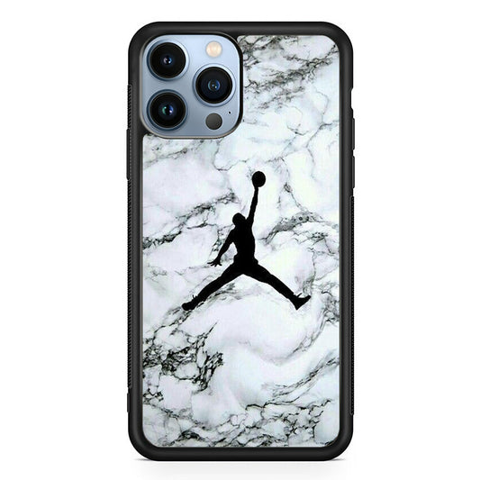 Jordan White Marble Logo iPhone 15 Pro Case-Xtracase