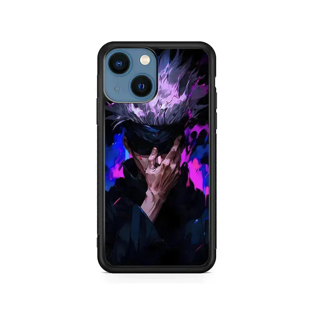 Jujutsu Kaisen Satoru Gojo Art iPhone 13 Mini Case-Rubber / Black (2D Case)-Xtracase