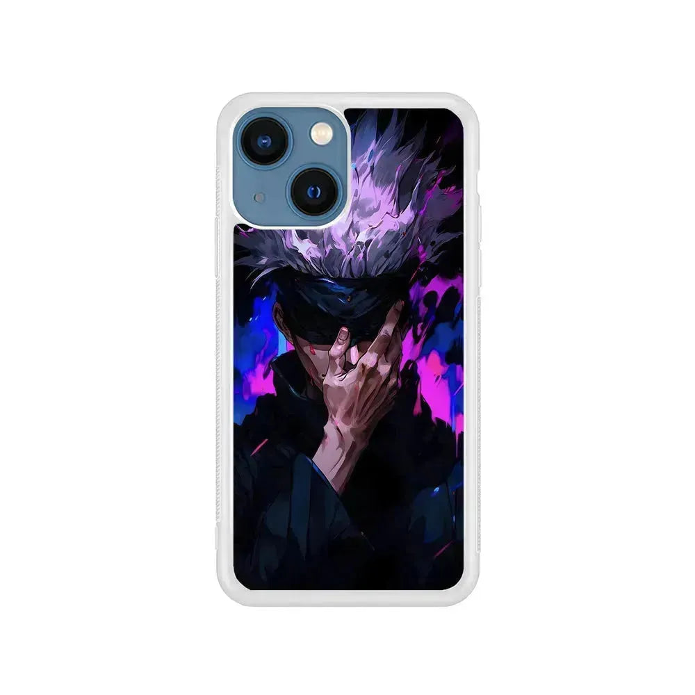 Jujutsu Kaisen Satoru Gojo Art iPhone 13 Mini Case-Rubber / White (2D Case)-Xtracase