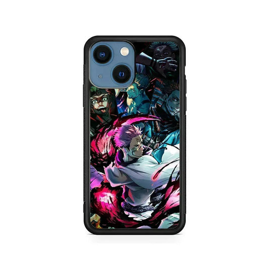 Jujutsu Kaisen Sukuna Aesthetic iPhone 13 Mini Case-Rubber / Black (2D Case)-Xtracase