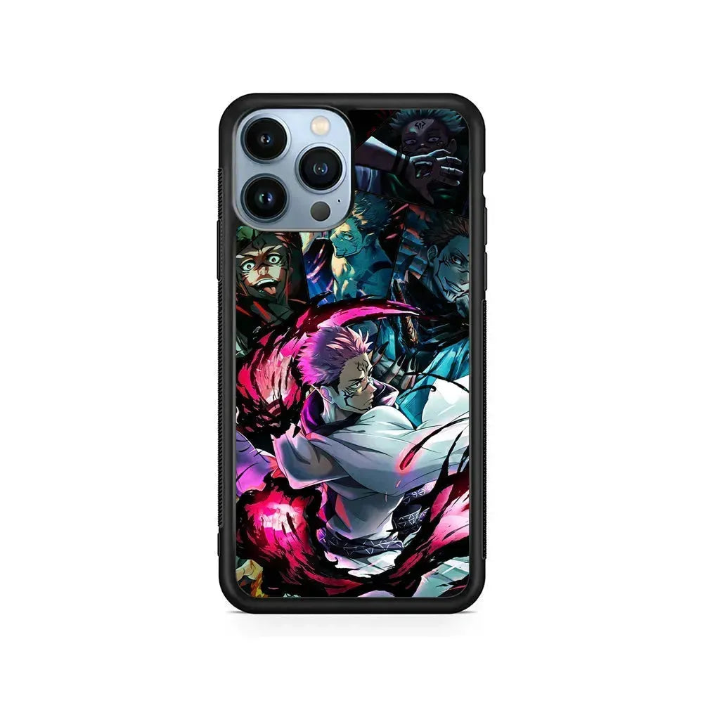 Jujutsu Kaisen Sukuna Aesthetic iPhone 15 Pro Max Case-Rubber / Black (2D Case)-Xtracase