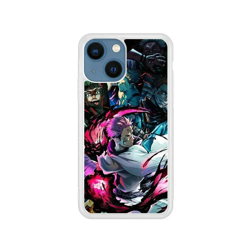 Jujutsu Kaisen Sukuna Aesthetic iPhone 13 Mini Case-Rubber / White (2D Case)-Xtracase