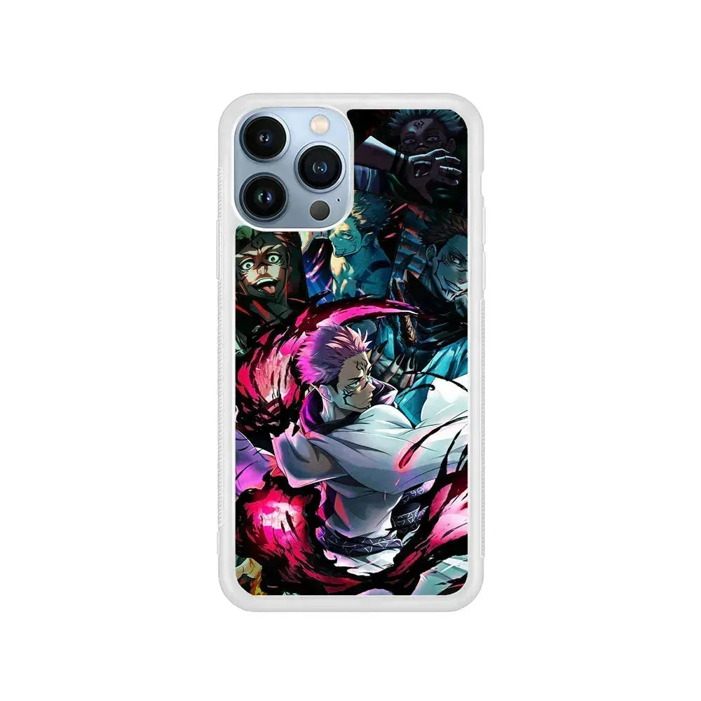 Jujutsu Kaisen Sukuna Aesthetic iPhone 15 Pro Max Case-Rubber / White (2D Case)-Xtracase