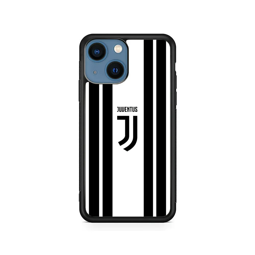 Juventus Black Stripe iPhone 15 Case-Rubber / Black (2D Case)-Xtracase
