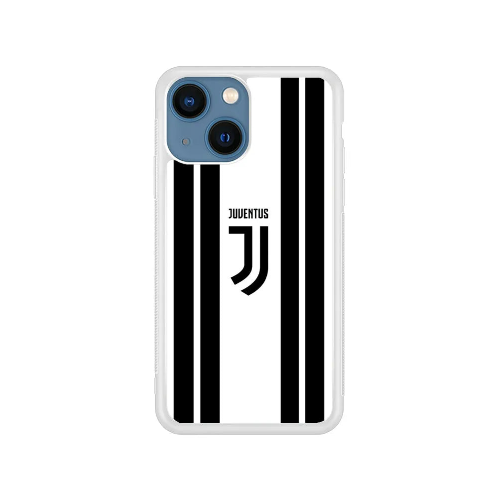Juventus Black Stripe iPhone 15 Case-Rubber / White (2D Case)-Xtracase