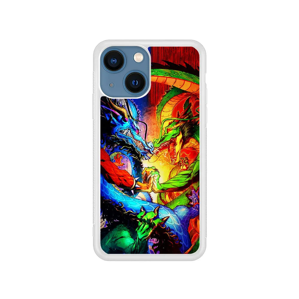 Kaido VS Shenron Crossover iPhone 15 Plus Case-Rubber / White (2D Case)-Xtracase