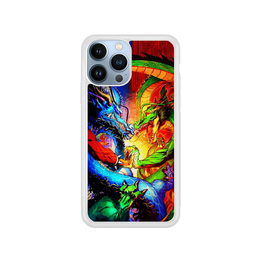 Kaido VS Shenron Crossover iPhone 13 Pro Case-Rubber / White (2D Case)-Xtracase