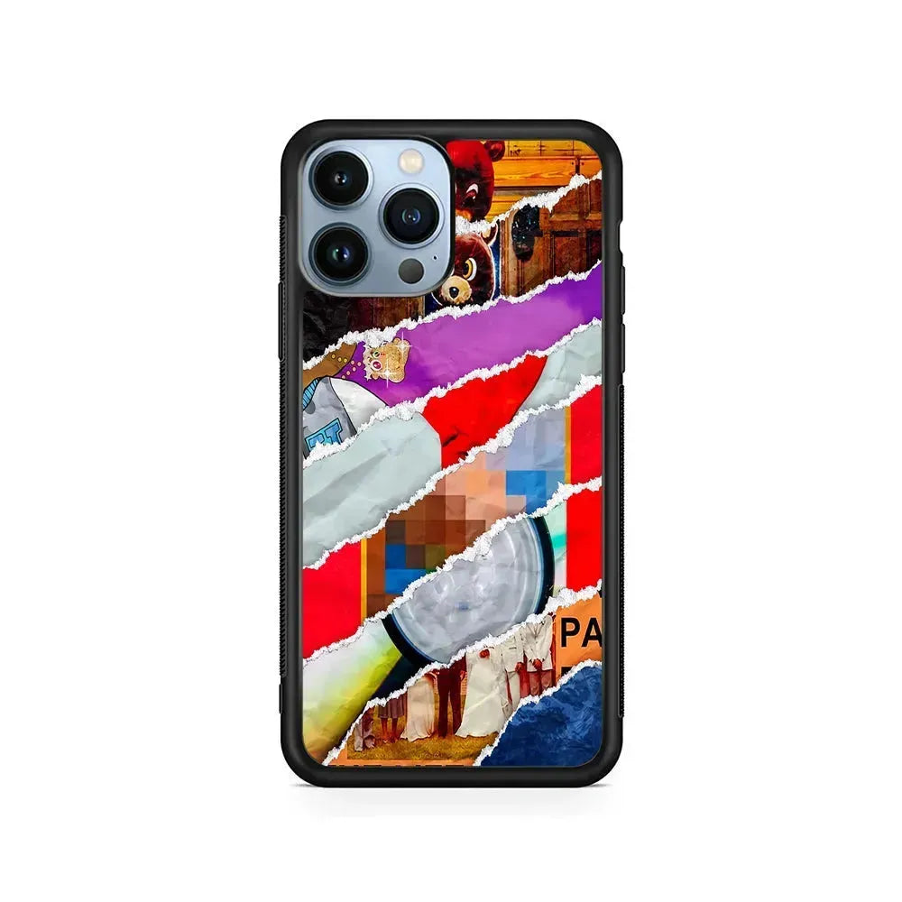 Kanye West Album Collage iPhone 15 Pro Max Case-Rubber / Black (2D Case)-Xtracase