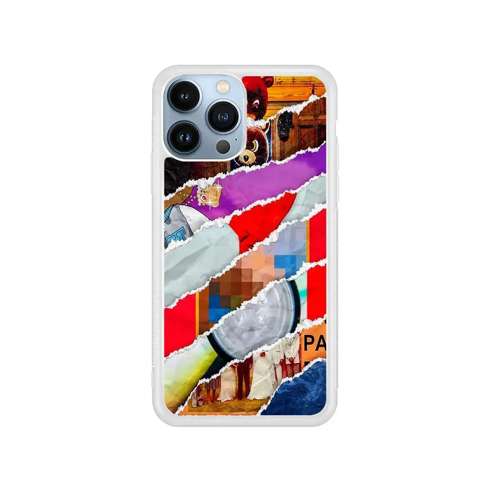 Kanye West Album Collage iPhone 15 Pro Max Case-Rubber / White (2D Case)-Xtracase