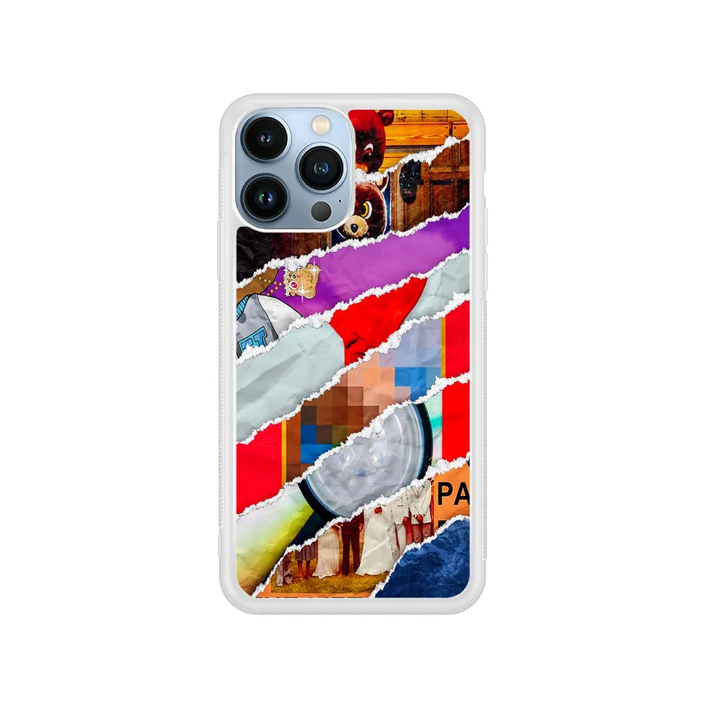 Kanye West Album Collage iPhone 13 Pro Case-Rubber / White (2D Case)-Xtracase