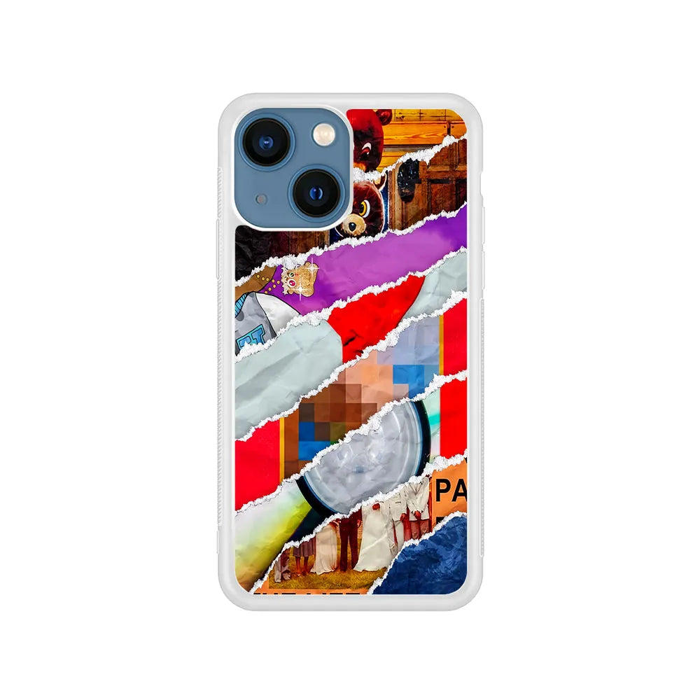 Kanye West Album Collage iPhone 15 Case-Rubber / White (2D Case)-Xtracase