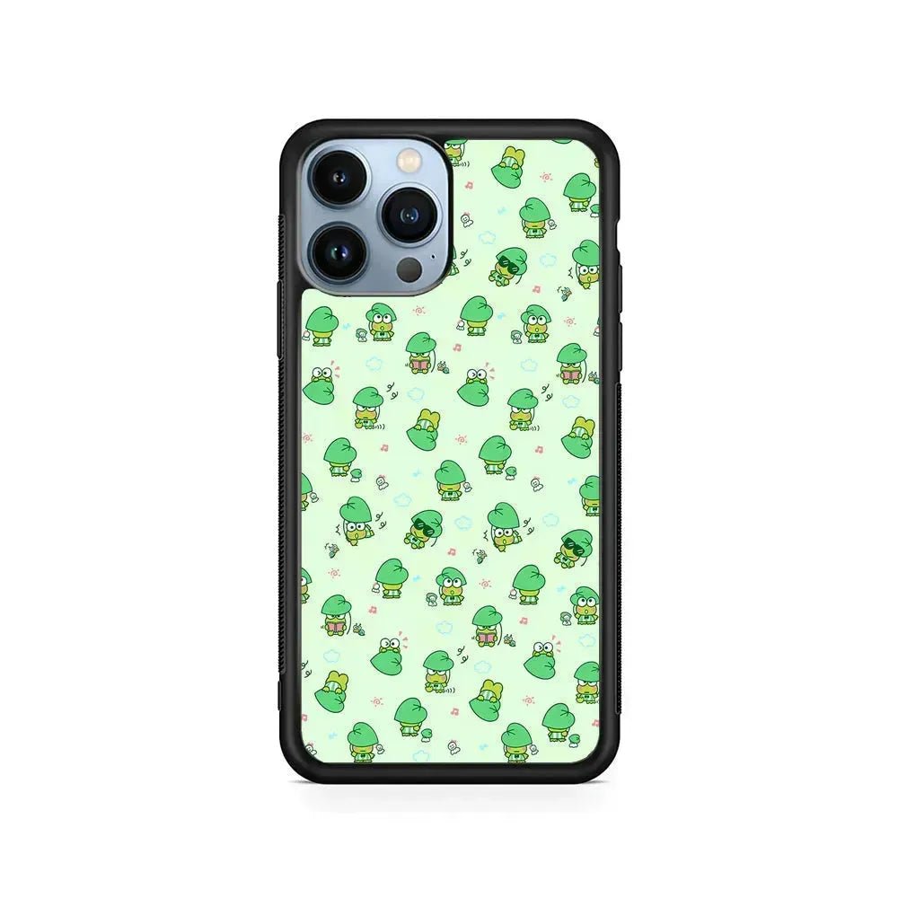 Keroppi Cute Wallpaper iPhone 15 Pro Max Case-Rubber / Black (2D Case)-Xtracase