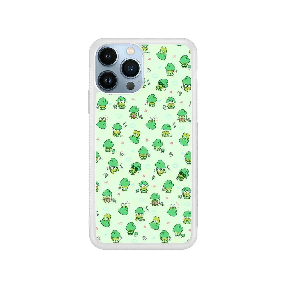 Keroppi Cute Wallpaper iPhone 15 Pro Max Case-Rubber / White (2D Case)-Xtracase