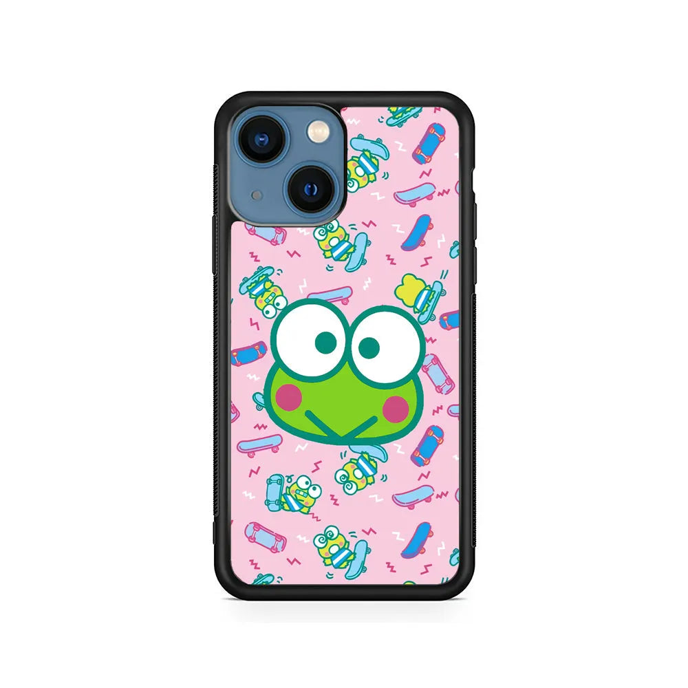 Keroppi Skate Pattern iPhone 15 Case-Rubber / Black (2D Case)-Xtracase